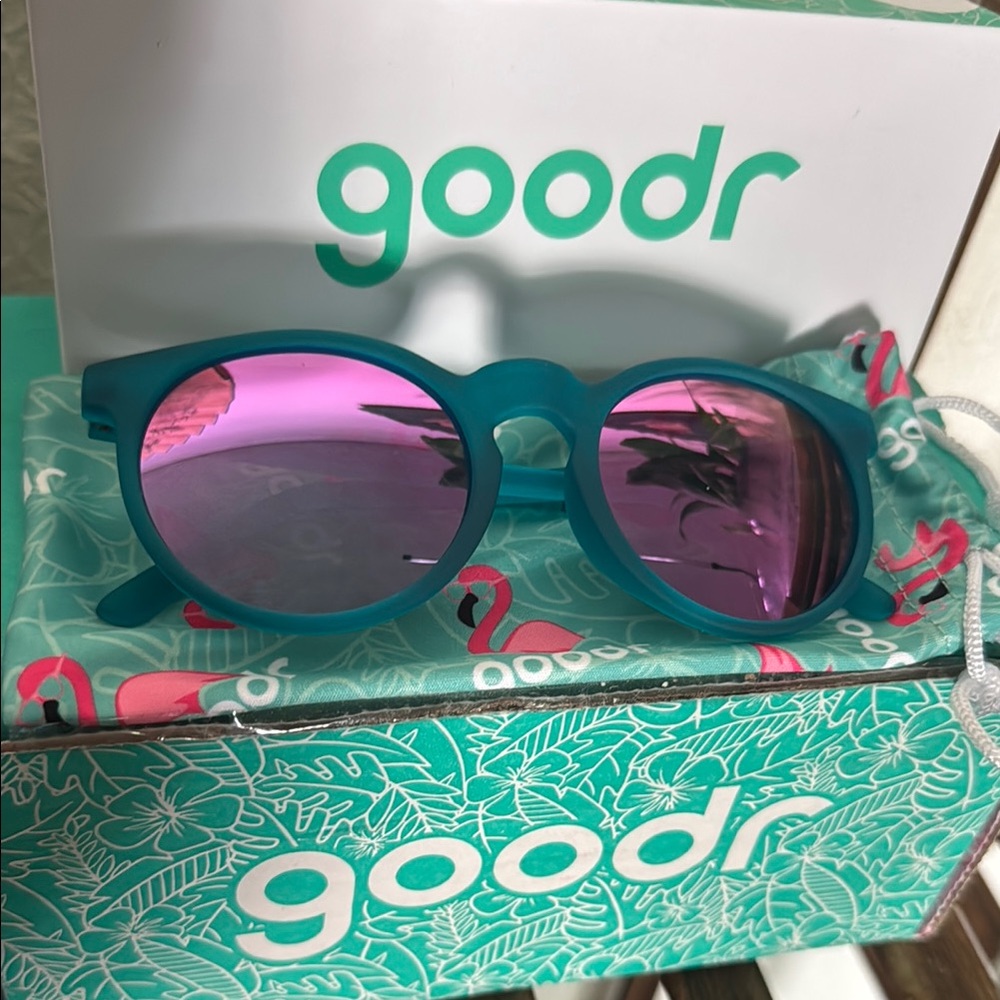 Goodr Teal and Pink Sunglasses